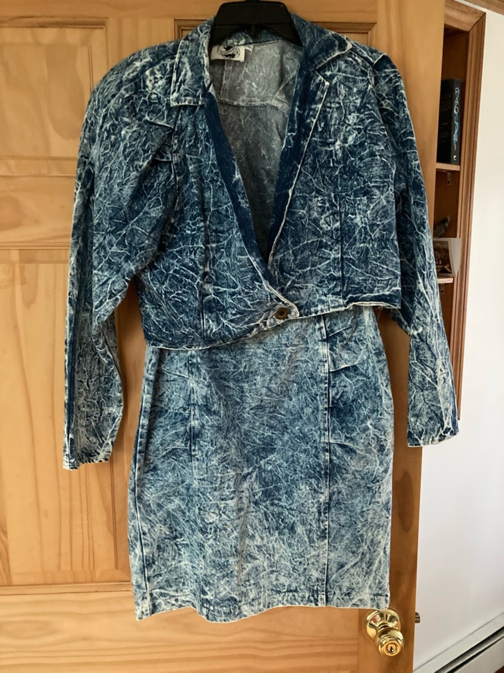 Rampage Blue Acid-Wash Denim Skirt With Cropped jacket